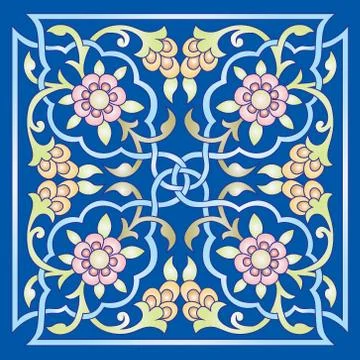 Oriental ottoman design one colored Stock Illustration