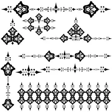 Oriental ottoman design three version Stock Illustration