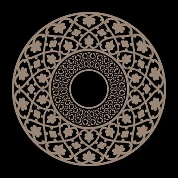 Oriental pattern with arabesque, floral element. Traditional gold round ornament 스톡 일러스트