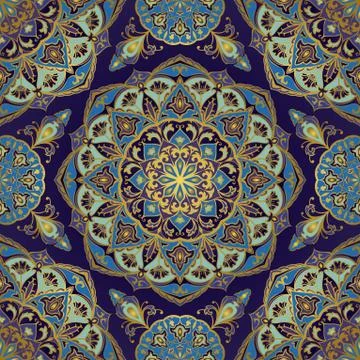 Oriental pattern in blue colors. Stock Illustration