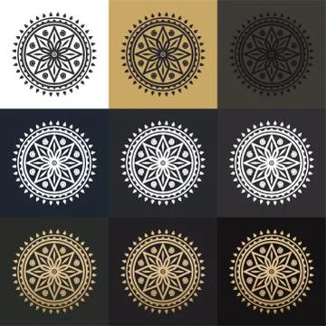Oriental pattern. Colored mandalas. Circular ornaments set Stock Illustration