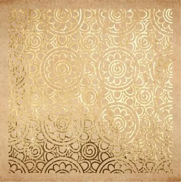 Oriental pattern of geometric flowers in gold foil Stock Illustration