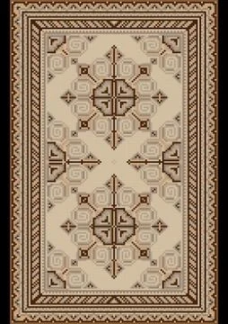 Oriental pattern for light carpet with beige and brown shades Stock Illustration