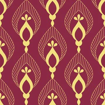 Oriental pattern with ruby red and yellow colors. Traditional ornament Illustrazione stock