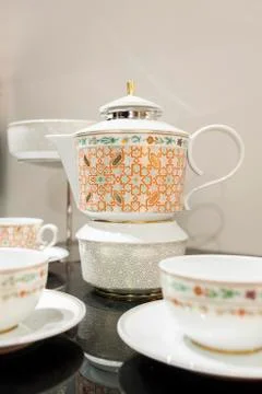 Oriental patterned tea pot Stock Photos