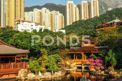 The oriental pavilion of absolute perfection in Nan Lian Garden, Chi Lin Nunn Stock Photos