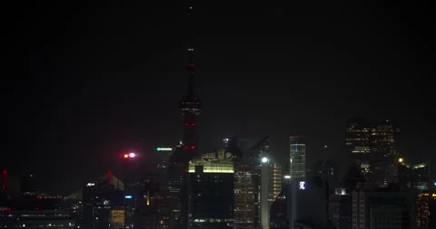 Oriental Pearl Tower lights switching off at night in SHANGHAI CHINA Видео 344928047