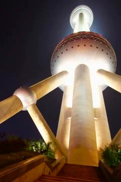 Oriental pearl tower lit up at night, shanghai, china Stock Photos