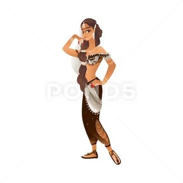 Female genie Arabian princess cartoon character vector illustration Stock  Vector