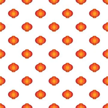 Oriental red lantern pattern, cartoon style Stock Illustration