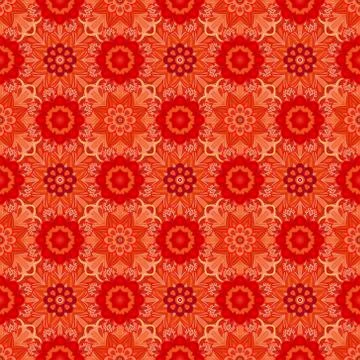 Oriental red pattern of mandalas. Vector rich ornament with floral elements Illustrazione stock