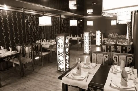 Oriental restaurant interior Stock Photos