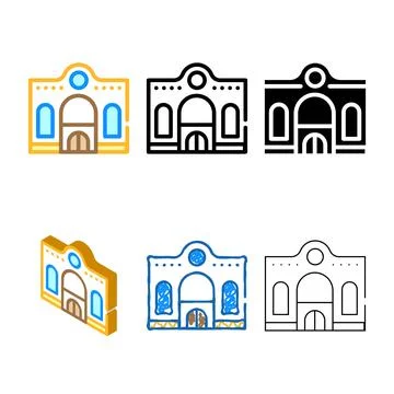 Oriental restaurant variations building color icon vector Ilustración de archivo