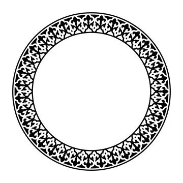  Oriental round frame with arabesques. Abstract Patterns of Turkic peoples Stock Illustration