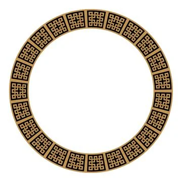 Oriental round frame with a pattern in the style of the Middle Ages. Oriental  Stock Illustration