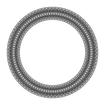 Oriental round frame on a white background. Round frame with ethnic pattern.  Illustrazione stock