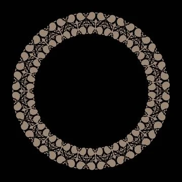 Oriental round pattern with arabesques and floral elements. Abstract Stock Illustration