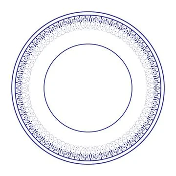 Oriental round pattern with arabesques on a white background. Vintage round fram Illustrazione stock
