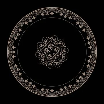 Oriental round pattern frame arabesques with large pattern in the center. Stock Illustration