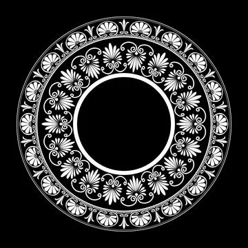 Oriental round plate with floral pattern. Ceramic plate with floral ornament  Stock Illustration