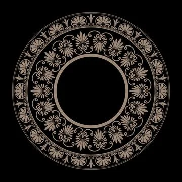 Oriental round plate frame with arabesques and floral pattern. Ceramic plate Stockillustratie