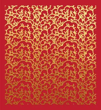 Oriental sakura tree pattern golden paint metallic foil Stock Illustration