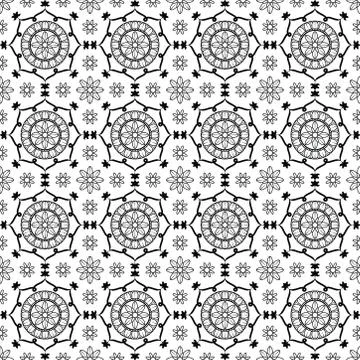 Oriental seamless decorative mandala pattern with floral and geometric orname 스톡 일러스트