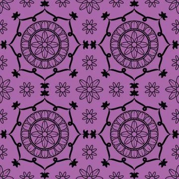 Oriental seamless decorative mandala pattern with floral and geometric orname 스톡 일러스트