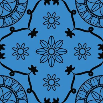 Oriental seamless decorative mandala pattern with floral and geometric orname Stock Illustration