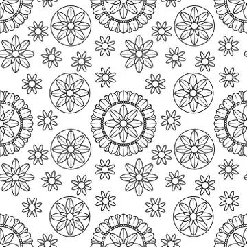 Oriental seamless decorative mandala pattern with floral and geometric orname Stock Illustration