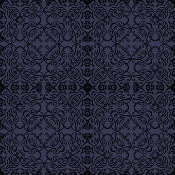 Oriental seamless pattern with black motif on dark blue background Stock Illustration