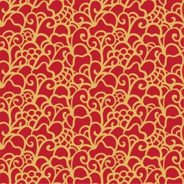 Oriental seamless pattern of blooming flowers Stock Illustration