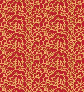 Oriental seamless pattern of blooming sakura tree Stock Illustration