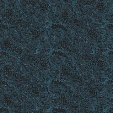 Oriental seamless pattern dark blue-black palette with floral abstract orname Stock Illustration