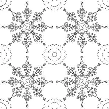Oriental seamless vintage mandala pattern. endless texture with floral elemen Stock Illustration