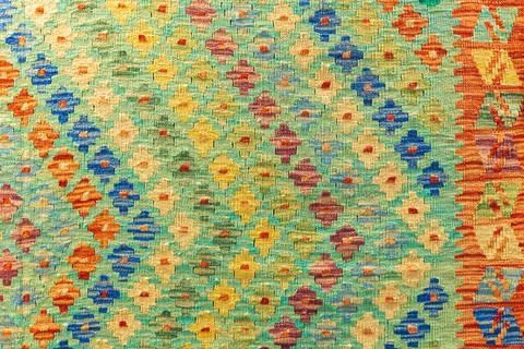 Oriental silk carpet pattern, close up Stock Photos