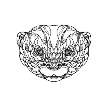 Oriental Small-clawed Otter Doodle Art Stock Illustration