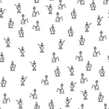 Oriental Smoking Hookah Seamless Pattern Vector Stock Illustration