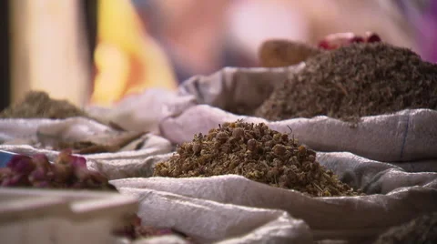 Oriental spices in bazar (souk) Stock Footage 58009010