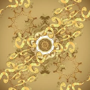 Oriental style arabesques. Openwork delicate golden pattern. Seamless texture cu Ilustración de archivo