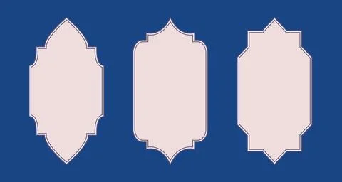 Oriental style Islamic window, arch shapes. Arabic muslim vector door, frame Stock Illustration