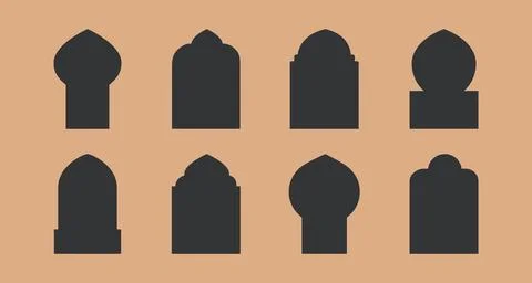 Oriental style modern Islamic windows, arc, arch, gate. Ramadan and eid mubarak Ilustración de archivo