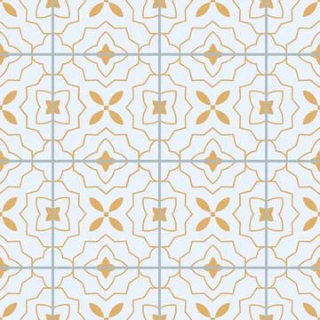 Oriental style thin line tile seamless pattern. Cute simple geometric vector Stock Illustration