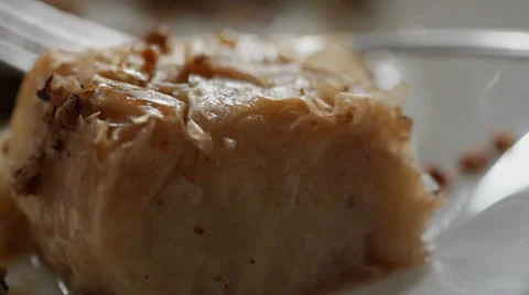 Oriental sweets: Baklava cake close up Stock Footage 35911568
