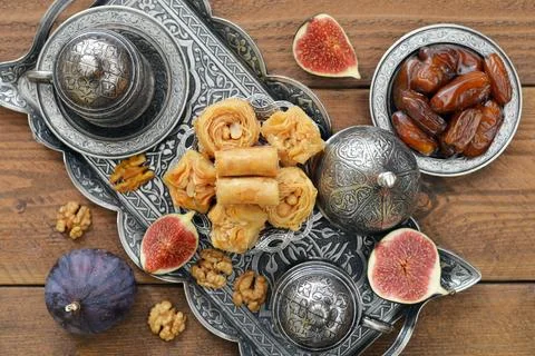 Oriental sweets with coffee Foto stock