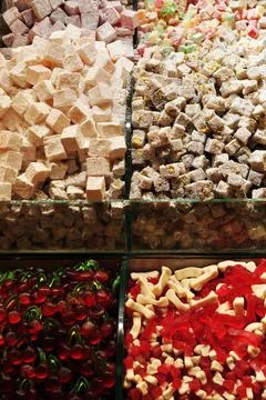 Oriental sweets at the Turkish bazaar. Stock Photos