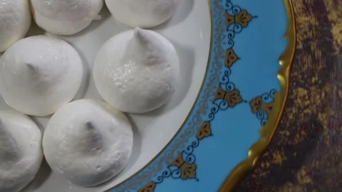 Oriental sweets, white marshmallows with cones Stock Footage 291996811