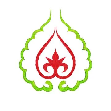Oriental tatar, Asian pattern, red background, heart pattern Illustrazione stock