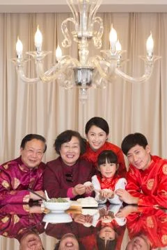 Oriental The third generation Father 5 to 10. Granddaughter Grandmother Happy Stock Photos