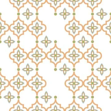 Oriental tile disrupted seamless pattern. Arabic moroccan ceramic tiles design 스톡 일러스트